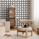 Geometric Wallpaper with an Interlocking Block Motif in Black and White - C283