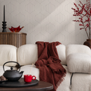 Minimalist Geometric Wallpaper with a Wavy Line Pattern in Black and Beige - C285