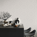 Minimalist Geometric Wallpaper with a Wavy Line Pattern in Black and Beige - C285