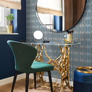 Abstract Wallpaper with Wavy Vertical Lines in Dark Blue and White - C286