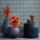 Abstract Wallpaper with Wavy Vertical Lines in Dark Blue and White - C286