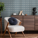 Abstract Wallpaper with Wavy Vertical Lines in Dark Blue and White - C286