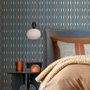 Abstract Wallpaper with Wavy Vertical Lines in Dark Blue and White - C286