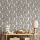 Geometric Wallpaper with an Interlocking Linear Pattern in Taupe - C287