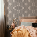 Geometric Wallpaper with Wavy Vertical Lines in Black and Beige - C303