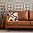 Geometric Wallpaper with a Dashed Diamond Motif in Black and Off-White - C322