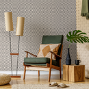 Geometric Wallpaper with a Dashed Diamond Motif in Black and Off-White - C322