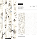 Abstract Forest Wallpaper with Watercolor Birch Trees in Beige, Black and Blue - C325