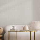 Damask Wallpaper with an Intricate Trellis Motif in Beige and Cream - C326