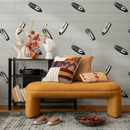 Nautical Wallpaper with Speedboats and Wavy Lines in Black and Off-White - C334