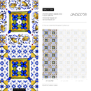 Tile Wallpaper with a Portuguese Azulejo Motif in Blue, Yellow, and Green - C339