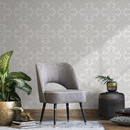 Damask Wallpaper with an Intricate Medallion Motif in Light Gray - C342