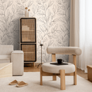 Minimalist Boho Leaf Line Art Abstract Wallpaper in Black and Beige - C355