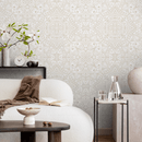 Mandala Wallpaper with an Intricate Arabian Motif in Beige - C368
