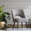 Art Deco Wallpaper with a Textured Ogee Motif in Shades of Gray - C370