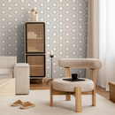 Geometric Wallpaper Featuring Radiating Hexagons in Black and Cream - C378