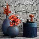 Abstract Wallpaper with Flowing Wavy Lines in Black and White - C424