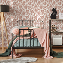 Floral Wallpaper with Stylized Wildflowers in Clay - C436