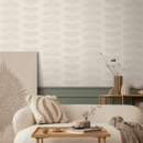 Art Deco Minimalist Wallpaper with a Stylized Sunburst Motif in Beige and Cream - C464