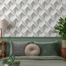Geometric Wallpaper with a 3D Stippled Cube Motif in Grey and White - C470