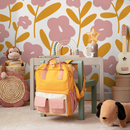 Floral Wallpaper Featuring Stylized Flowers in Pink and Yellow - C476