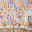 Floral Wallpaper with Abstract Brushstrokes in Pink, Purple, and Orange - AS2-C479