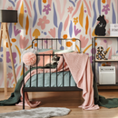 Floral Wallpaper with Abstract Brushstrokes in Pink, Purple, and Orange - AS2-C479