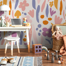 Floral Wallpaper with Abstract Brushstrokes in Pink, Purple, and Orange - AS2-C479