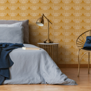 Boho Wallpaper with a Scalloped Arch Motif in Yellow and White - C484