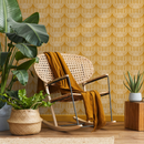 Boho Wallpaper with a Scalloped Arch Motif in Yellow and White - C484
