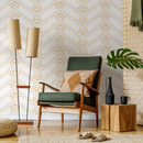 Geometric Wallpaper with a Boho Chevron Motif in Beige - C496