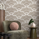 Scallop Wallpaper with Intricate Hand-Drawn Textures in Taupe and Cream - C512
