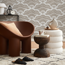 Scallop Wallpaper with Intricate Hand-Drawn Textures in Taupe and Cream - C512
