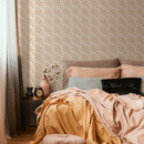 Geometric Wallpaper with a Boho Scallop Motif in Beige and White - C522