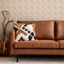 Geometric Wallpaper with a Boho Scallop Motif in Beige and White - C522