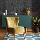 Abstract Wallpaper with a Sketched Labyrinth in Charcoal and Gray - C529