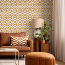 Boho Wallpaper with a Tribal-Inspired Pattern in Yellow - C542