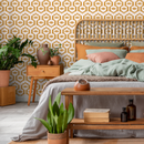 Boho Wallpaper with a Tribal-Inspired Pattern in Yellow - C542