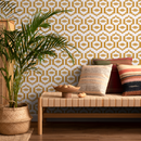 Boho Wallpaper with a Tribal-Inspired Pattern in Yellow - C542
