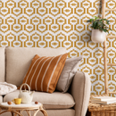 Boho Wallpaper with a Tribal-Inspired Pattern in Yellow - C542