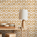 Boho Wallpaper with a Tribal-Inspired Pattern in Yellow - C542
