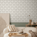 Art Deco Wallpaper with a Stylized Fan Motif in Beige - C570