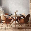Boho Wallpaper with a Scalloped Shell Pattern in Beige and White - C579