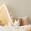 Geometric Wallpaper with a Half Moon Motif in Beige and White - C587