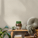 Geometric Wallpaper with a Half Moon Motif in Beige and White - C587