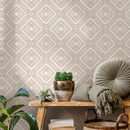 Geometric Wallpaper with a Dashed Diamond Pattern in Tan - C590