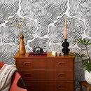 Abstract Wallpaper with Wavy Concentric Lines in Black and White - C628