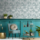 Abstract Wallpaper with Flowing Organic Shapes in Light Teal - C649