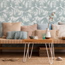 Abstract Wallpaper with Flowing Organic Shapes in Light Teal - C649