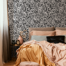 Abstract Wallpaper with Bold Labyrinth Lines in Black and White - C656